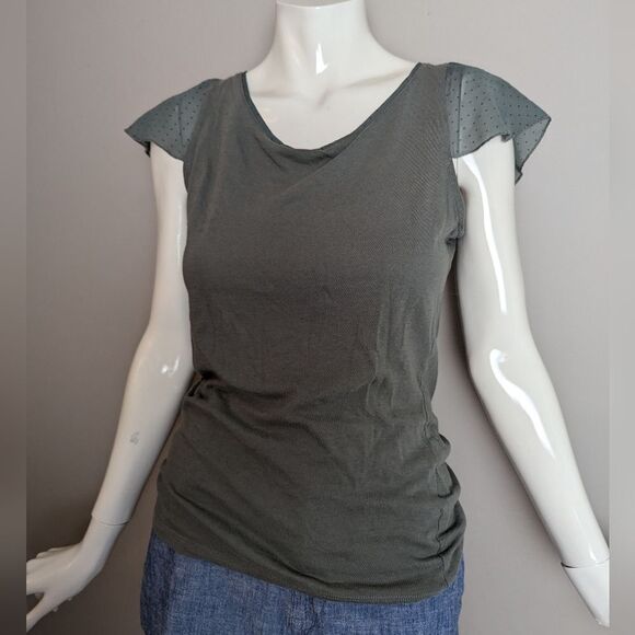 Naf Naf Sheer Sleeve Keyhole Back Top – Size Small - Picture 1 of 12